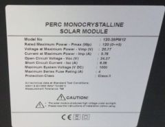 120 W Monokristal Güneş Paneli 120 Watt Monokristal Güneş Paneli