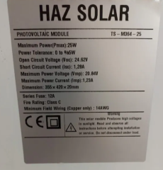 25 W Monokristal Güneş Paneli 25 Watt Monokristal Güneş Paneli